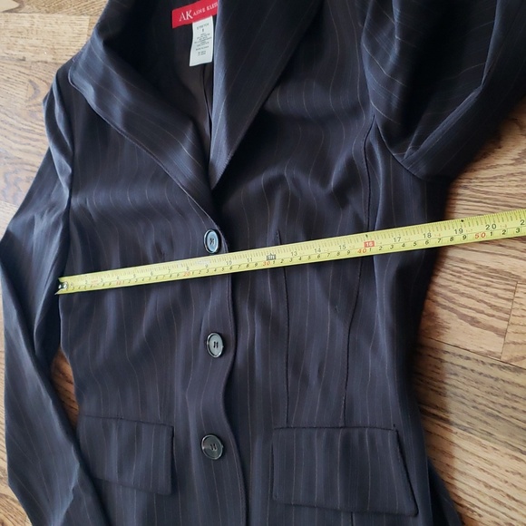 (8) Anne Klein AK Stretch Pinstriped Blazer Padded Shoulders Business Formal - Picture 7 of 8